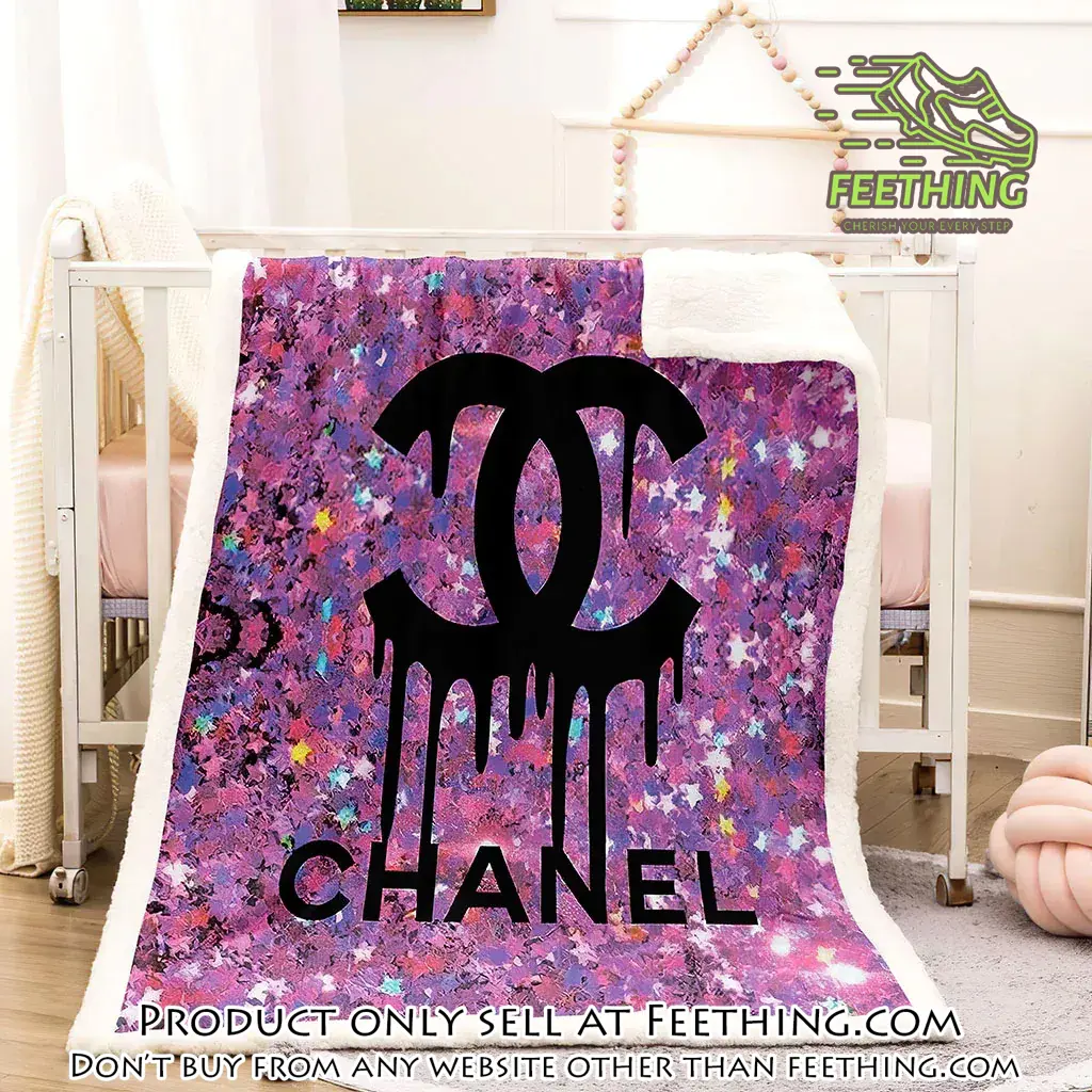 Chanel rainbow luxury brand premium blanket fleece home decor ft3448123